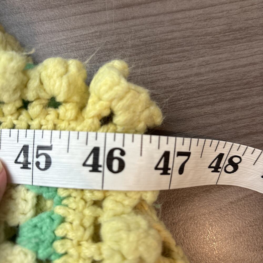 Handmade Crochet Granny Squares Throw Blanket Green And Yellow Afghan 82”x47” - Picture 6 of 9